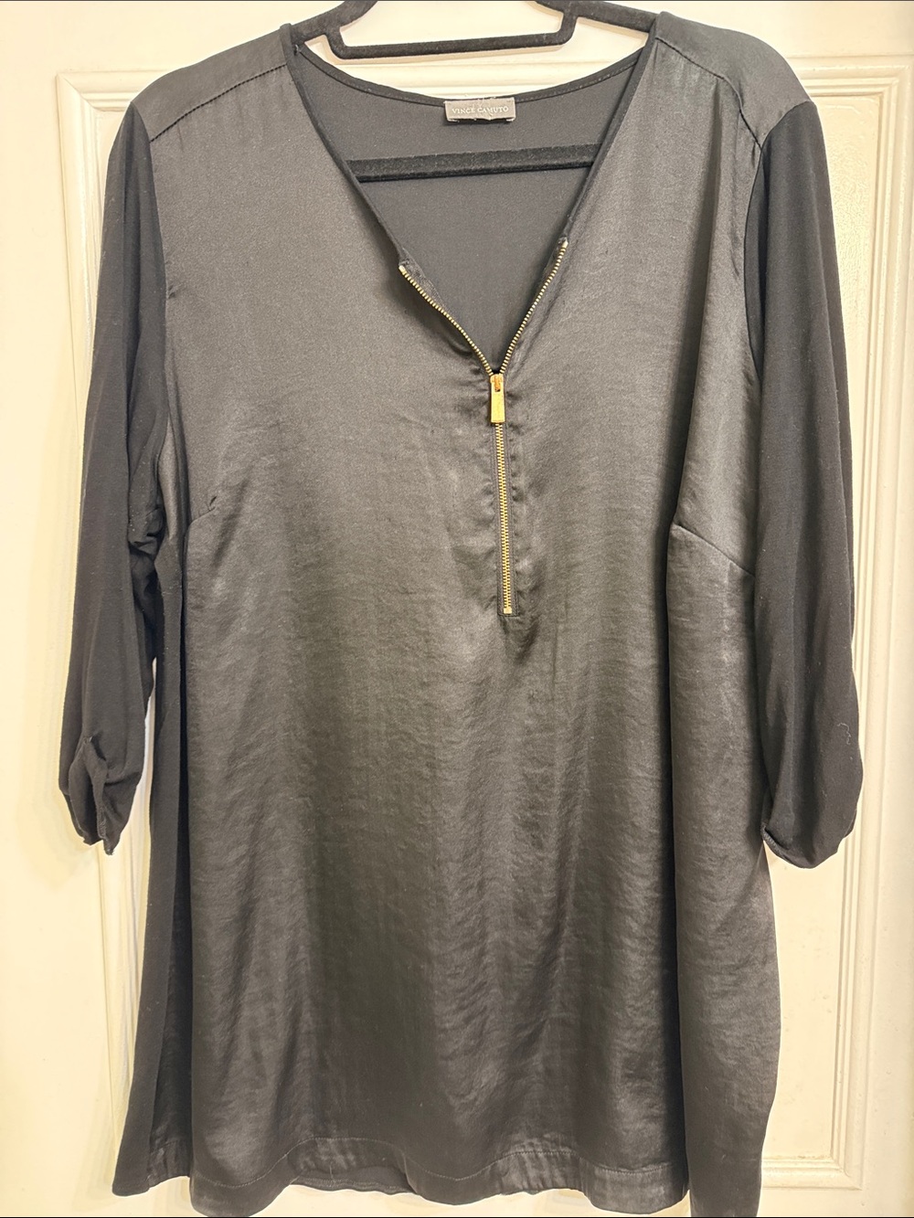 Vince Camuto Black Tunic with Gold Zip